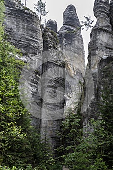 Sandstone rocks in Adrspach, Czech Republic