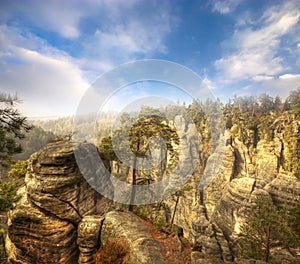 Sandstone rocks in Bohemian Paradise, hdr