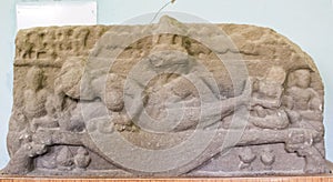 Sandstone Sculpture Depicting Lord Krishana`s Birth Central India Madhya Pradesh photo