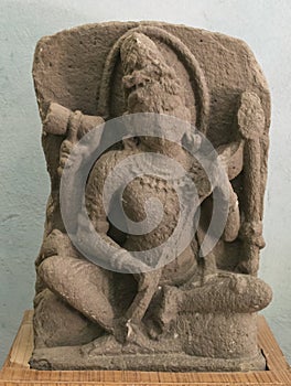 Sandstone Sculpture Depicting Lord Shiva Central India Madhya Pradesh photo