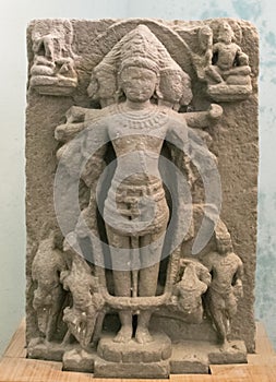 Sandstone Sculpture of Multi Face Deity Central India Madhya Pradesh photo
