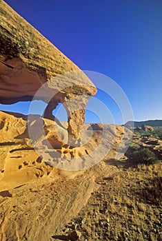 A sandstone table in Valley of Fire State Park at sunrise, NV