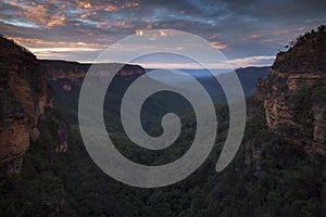 Sandstone valley at dawn