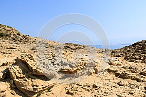 Sandstone view in Lopar on the island Rab in Croatia