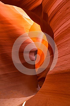 Sandstone waves and colors inside iconic Antelope Canyon