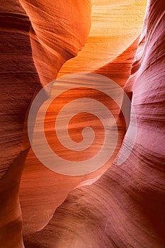 Sandstone waves and colors inside iconic Antelope Canyon