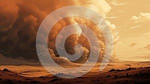 Sandstorm: A Concept Art Painting Of An Alien Desert Storm