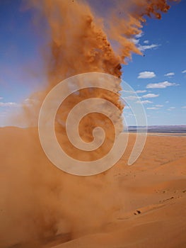 Sandstorm in desert photo
