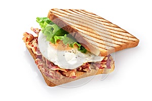 Sandwich with bacon, fried egg and lettuce