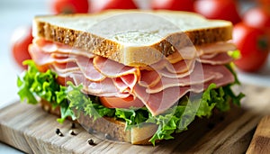 sandwich with bacon and vegetables