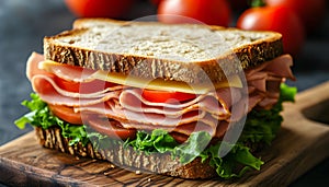 sandwich with bacon and vegetables
