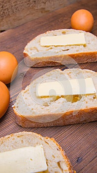 Sandwich ,bread and butter,Maslenitsa with butter on a wooden table with space for text,