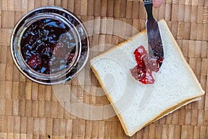 Sandwich bread and Cherry jam