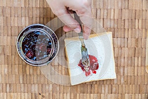 Sandwich bread and Cherry jam