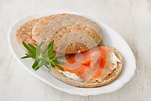 Sandwich with cream cheese and smoked salmon