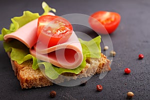 Sandwich with doctoral sausage with lettuce photo