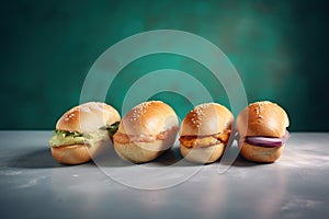 Sandwich, fast foods on pastel background Food magazine photography