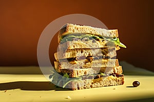 Sandwich, fast foods on pastel background Food magazine photography