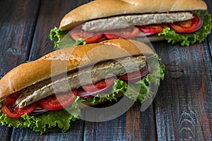 Sandwich with fish. Balik ekmek - turkish fast food