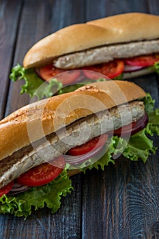 Sandwich with fish. Balik ekmek - turkish fast food