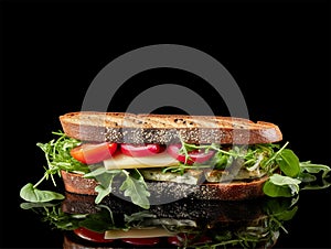 Sandwich grill closeup angle high detail photo