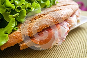 Sandwich with ham bocadillo photo