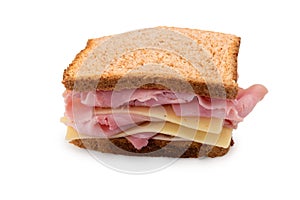 Sandwich with ham and cheese isolated