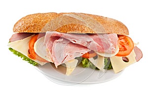 Sandwich with Ham, Cheese and Tomato