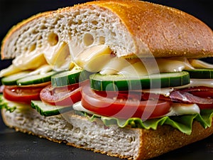 Sandwich with ham, cheese and vegetables