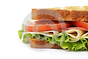 Sandwich with ham, cheese and vegetables