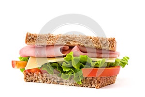 Sandwich with ham, cheese and vegetables isolated