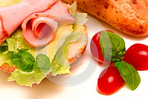 Sandwich with ham and lettuce
