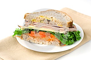 Sandwich with ham and lettuce