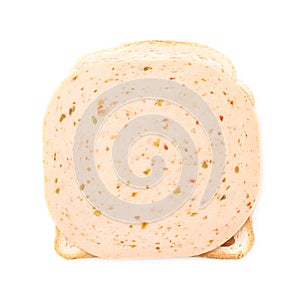 Sandwich with ham over white isolated background