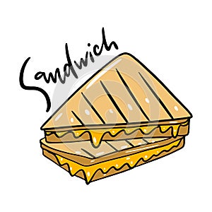 Sandwich hand drawn vector illustrtion. Cartoon style