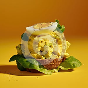 Sandwich with a hard boiled egg on top