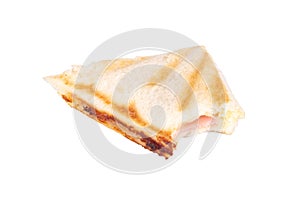 sandwich hot cheese ham isolated on white background