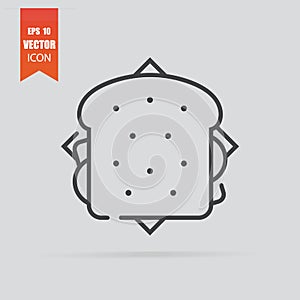 Sandwich icon in flat style isolated on grey background