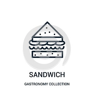 sandwich icon vector from gastronomy collection collection. Thin line sandwich outline icon vector illustration