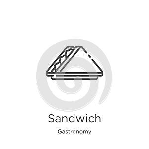 sandwich icon vector from gastronomy collection. Thin line sandwich outline icon vector illustration. Outline, thin line sandwich