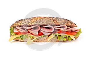 Sandwich with Lettuce, Tomatoes, Ham and Cheese