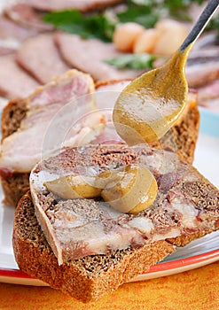 Sandwich with meat roll