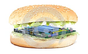 Sandwich with pc mother board instead of an burger
