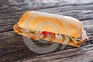 Sandwich with pork roast and vegetables