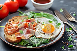 Sandwich with prosciutto and egg