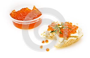 Sandwich with red caviar