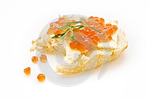 Sandwich with red caviar