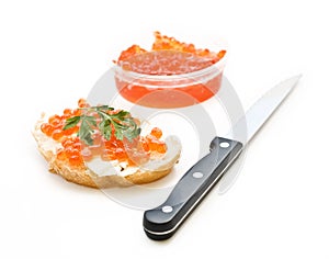 Sandwich with red caviar