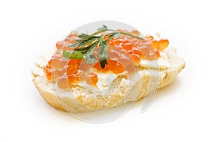 Sandwich with red caviar