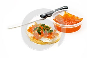 Sandwich with red caviar